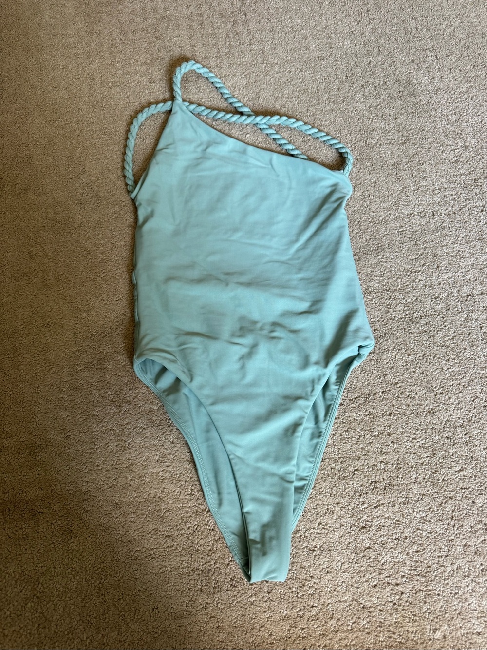 Tularosa Seafoam One-Shoulder Backless Swimsuit with Rope Detail